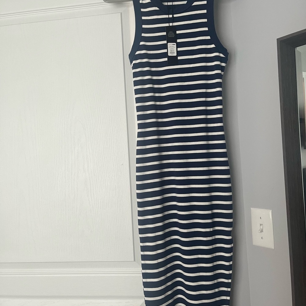 Navy and White Striped Fashion Nova Dress